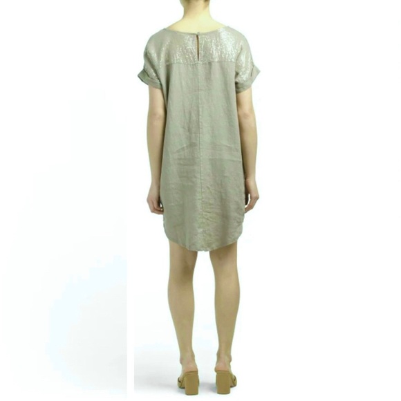 LUNGO L’ARNO Linen Olive Green Shift Plus Size Dress Size 1X - Picture 3 of 8